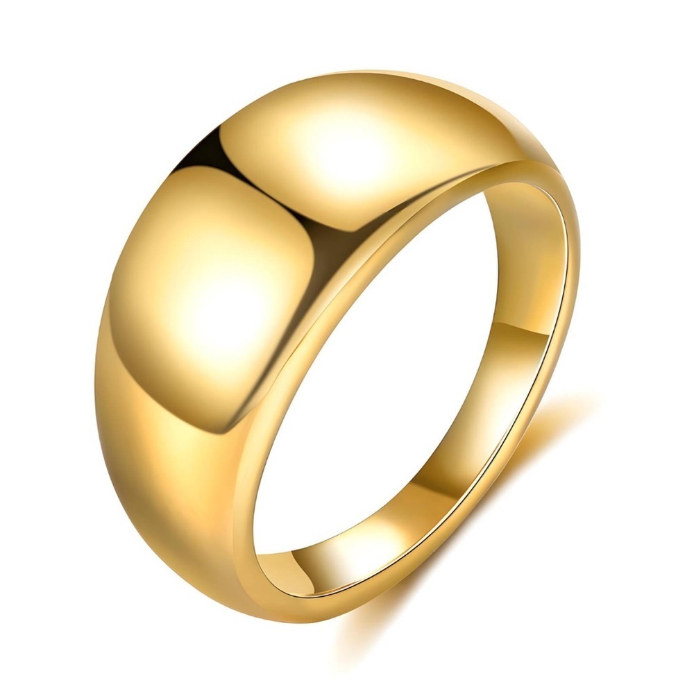 18K Gold Plated Stainless Steel Dome Ring Size 7 Minimalist Statement